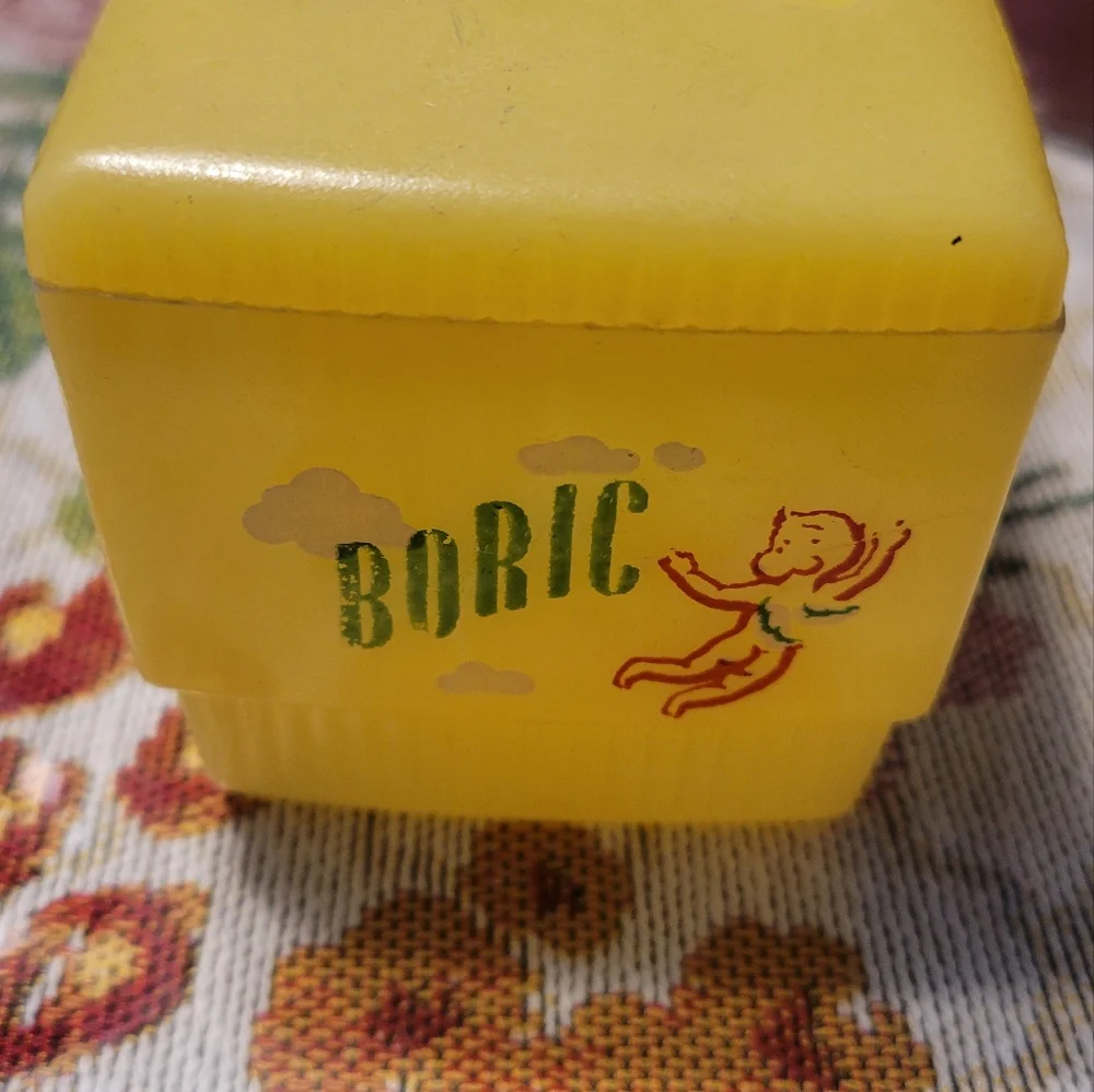 Vintage Yellow Boric Container